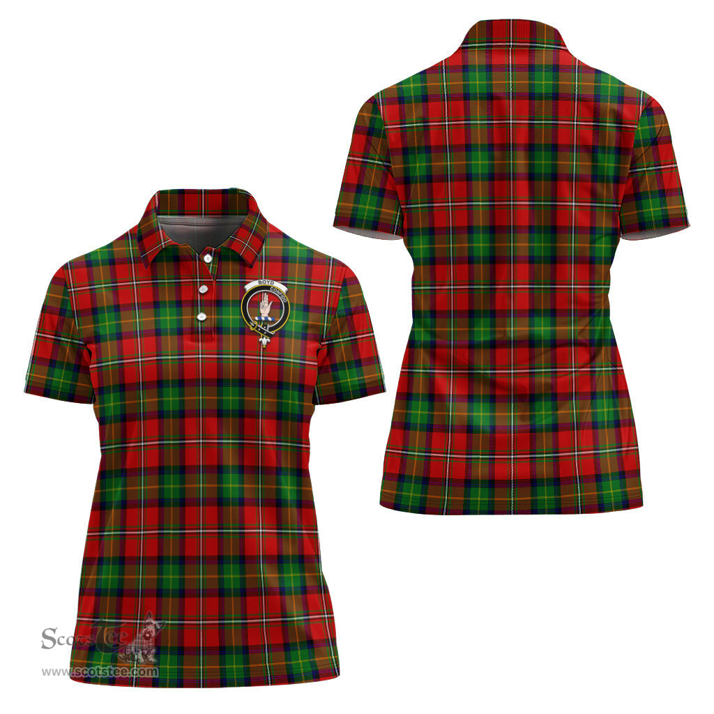 Scottish Boyd Modern Clan Tartan Polo Shirt with Family Crest For Women, Women's Scottish Polo Shirt Scottish Plaid Tartan Plaid - ScotsTee - scotstee.com