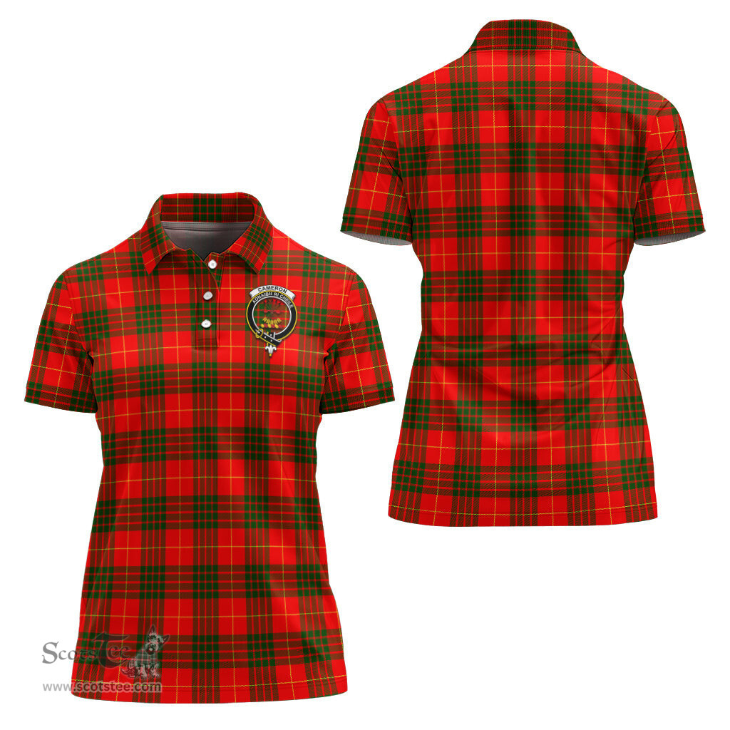 Scottish Cameron Modern Clan Tartan Polo Shirt with Family Crest For Women, Women's Scottish Polo Shirt Scottish Plaid Tartan Plaid - ScotsTee - scotstee.com