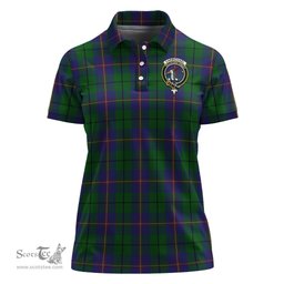 Scottish Carmichael Clan Tartan Polo Shirt with Family Crest For Women, Women's Scottish Polo Shirt Scottish Plaid Tartan Plaid - ScotsTee - scotstee.com