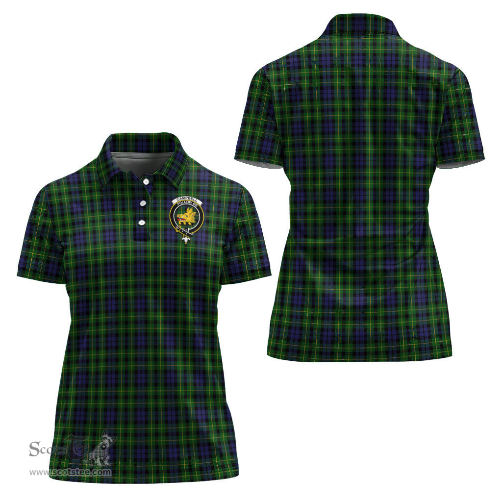 Scottish Campbell of Breadalbane Clan Tartan Polo Shirt with Family Crest For Women, Women's Scottish Polo Shirt Scottish Plaid Tartan Plaid - ScotsTee - scotstee.com