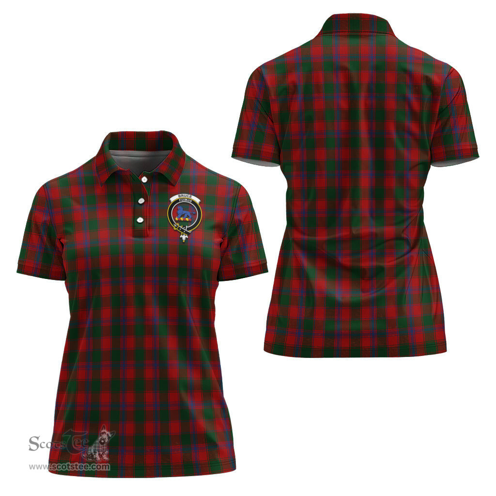 Scottish Bruce Old Clan Tartan Polo Shirt with Family Crest For Women, Women's Scottish Polo Shirt Scottish Plaid Tartan Plaid - ScotsTee - scotstee.com