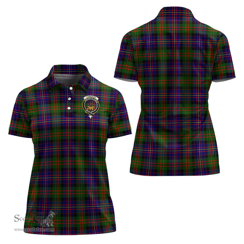 Scottish Cameron of Erracht Modern Clan Tartan Polo Shirt with Family Crest For Women, Women's Scottish Polo Shirt Scottish Plaid Tartan Plaid - ScotsTee - scotstee.com