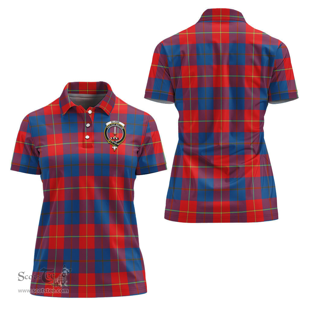 Scottish Blane Clan Tartan Polo Shirt with Family Crest For Women, Women's Scottish Polo Shirt Scottish Plaid Tartan Plaid - ScotsTee - scotstee.com