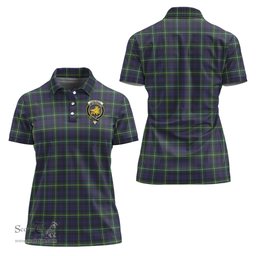 Scottish Campbell Argyll Modern Clan Tartan Polo Shirt with Family Crest For Women, Women's Scottish Polo Shirt Scottish Plaid Tartan Plaid - ScotsTee - scotstee.com