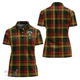 Scottish Buchanan Clan Tartan Polo Shirt with Family Crest For Women, Women's Scottish Polo Shirt Scottish Plaid Tartan Plaid - ScotsTee - scotstee.com