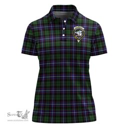 Scottish Galbraith Modern Clan Tartan Polo Shirt with Family Crest For Women, Women's Scottish Polo Shirt Scottish Plaid Tartan Plaid - ScotsTee - scotstee.com