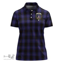 Scottish Dunlop Clan Tartan Polo Shirt with Family Crest For Women, Women's Scottish Polo Shirt Scottish Plaid Tartan Plaid - ScotsTee - scotstee.com