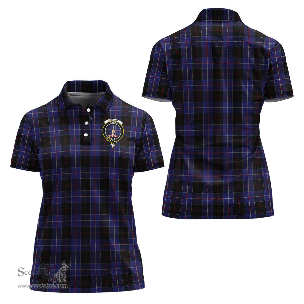 Scottish Dunlop Clan Tartan Polo Shirt with Family Crest For Women, Women's Scottish Polo Shirt Scottish Plaid Tartan Plaid - ScotsTee - scotstee.com
