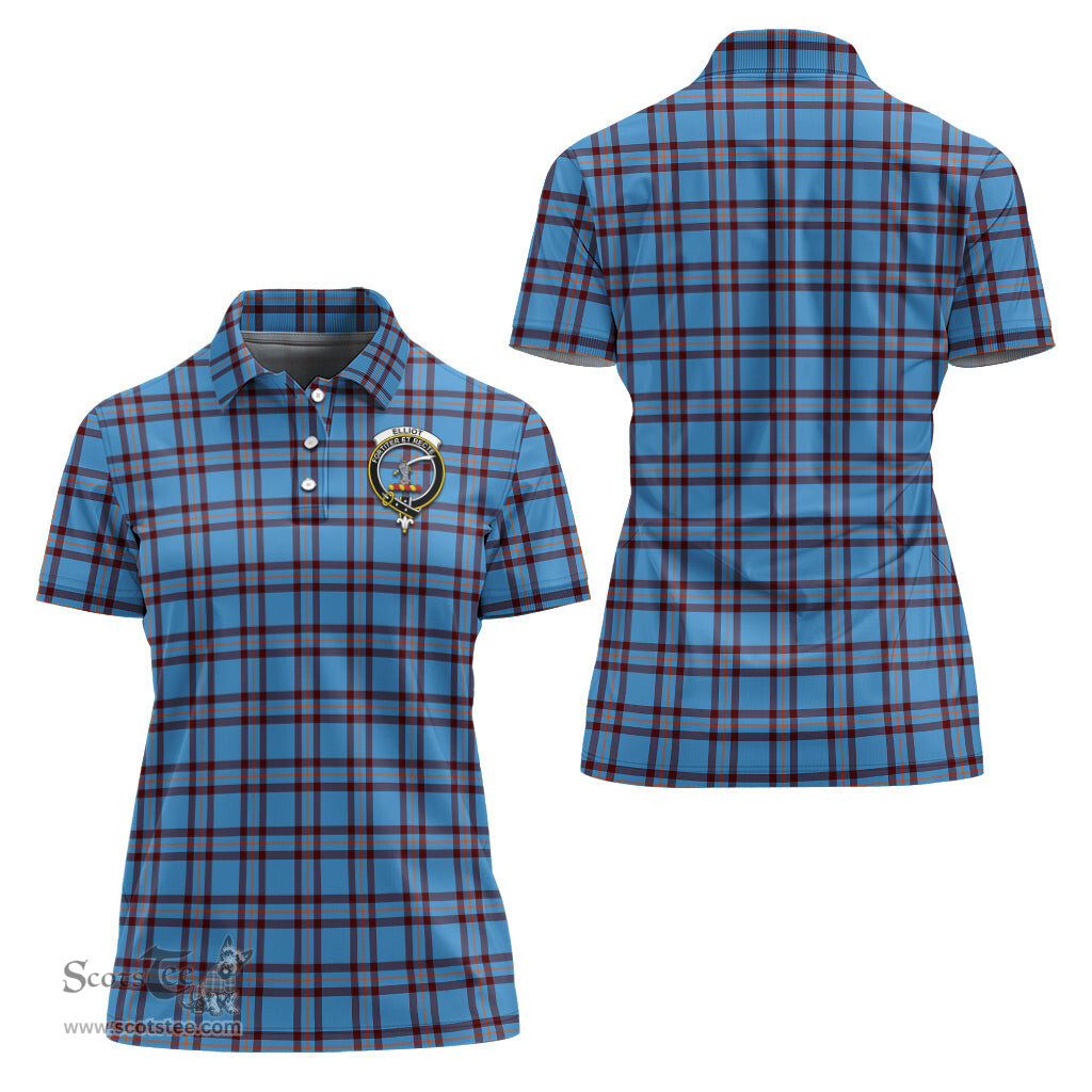 Scottish Elliot Ancient Clan Tartan Polo Shirt with Family Crest For Women, Women's Scottish Polo Shirt Scottish Plaid Tartan Plaid - ScotsTee - scotstee.com