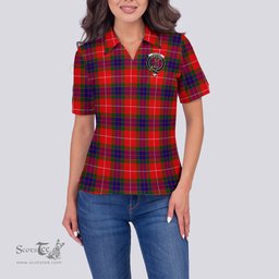 Scottish Fraser Modern Clan Tartan Polo Shirt with Family Crest For Women, Women's Scottish Polo Shirt Scottish Plaid Tartan Plaid - ScotsTee - scotstee.com