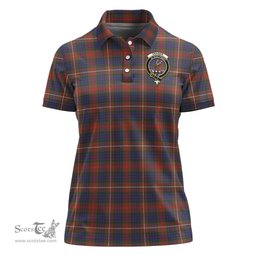Scottish Fraser Hunting Modern Clan Tartan Polo Shirt with Family Crest For Women, Women's Scottish Polo Shirt Scottish Plaid Tartan Plaid - ScotsTee - scotstee.com