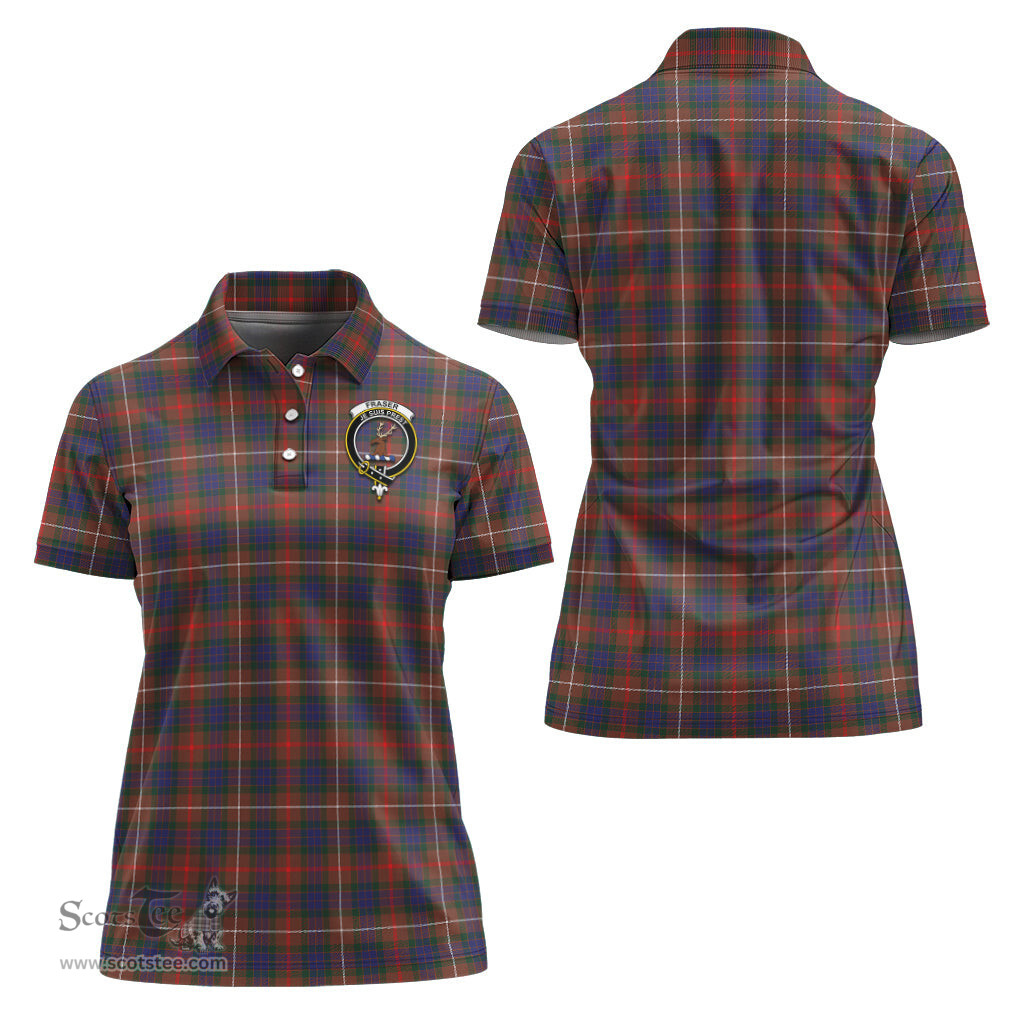 Scottish Fraser Hunting Modern Clan Tartan Polo Shirt with Family Crest For Women, Women's Scottish Polo Shirt Scottish Plaid Tartan Plaid - ScotsTee - scotstee.com