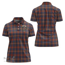 Scottish Fraser Hunting Modern Clan Tartan Polo Shirt with Family Crest For Women, Women's Scottish Polo Shirt Scottish Plaid Tartan Plaid - ScotsTee - scotstee.com
