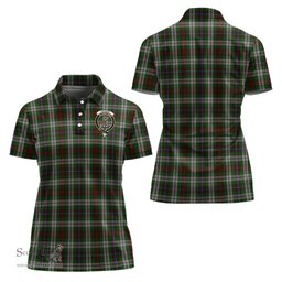 Scottish Fraser Hunting Dress Clan Tartan Polo Shirt with Family Crest For Women, Women's Scottish Polo Shirt Scottish Plaid Tartan Plaid - ScotsTee - scotstee.com