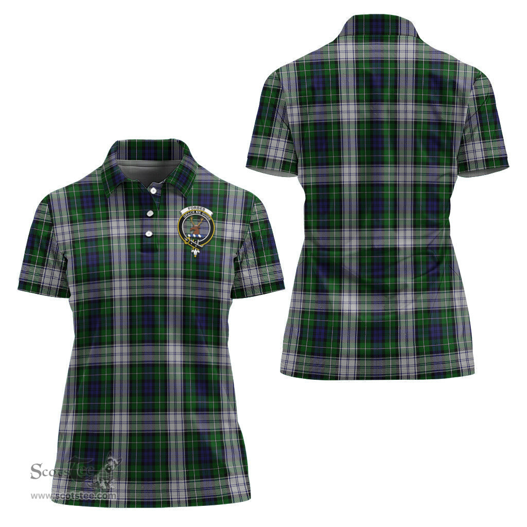 Scottish Forbes Dress Clan Tartan Polo Shirt with Family Crest For Women, Women's Scottish Polo Shirt Scottish Plaid Tartan Plaid - ScotsTee - scotstee.com