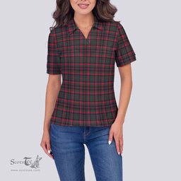 Scottish Cumming Hunting Modern Clan Tartan Polo Shirt For Women, Women's Scottish Polo Shirt Scottish Plaid Tartan Plaid - ScotsTee - scotstee.com