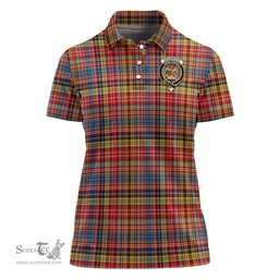 Scottish Drummond of Strathallan Modern Clan Tartan Polo Shirt with Family Crest For Women, Women's Scottish Polo Shirt Scottish Plaid Tartan Plaid - ScotsTee - scotstee.com