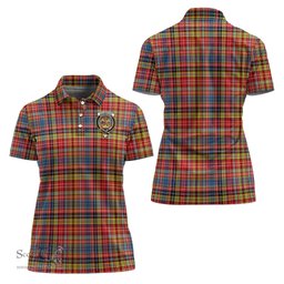 Scottish Drummond of Strathallan Modern Clan Tartan Polo Shirt with Family Crest For Women, Women's Scottish Polo Shirt Scottish Plaid Tartan Plaid - ScotsTee - scotstee.com