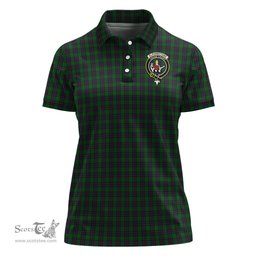 Scottish Elphinstone Clan Tartan Polo Shirt with Family Crest For Women, Women's Scottish Polo Shirt Scottish Plaid Tartan Plaid - ScotsTee - scotstee.com