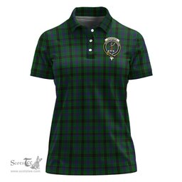 Scottish Davidson Clan Tartan Polo Shirt with Family Crest For Women, Women's Scottish Polo Shirt Scottish Plaid Tartan Plaid - ScotsTee - scotstee.com