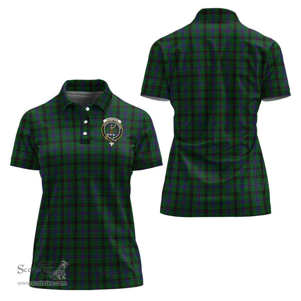 Scottish Davidson Clan Tartan Polo Shirt with Family Crest For Women, Women's Scottish Polo Shirt Scottish Plaid Tartan Plaid - ScotsTee - scotstee.com