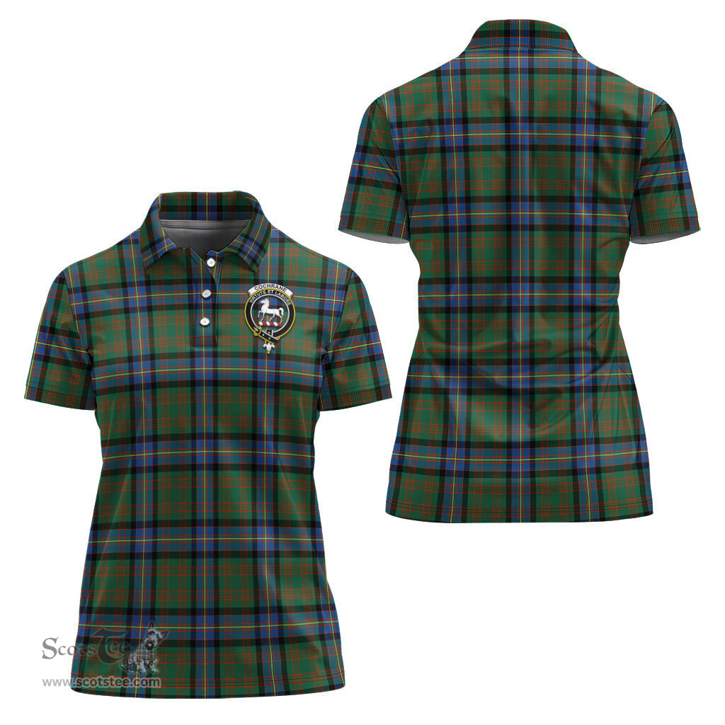 Scottish Cochrane Ancient Clan Tartan Polo Shirt with Family Crest For Women, Women's Scottish Polo Shirt Scottish Plaid Tartan Plaid - ScotsTee - scotstee.com
