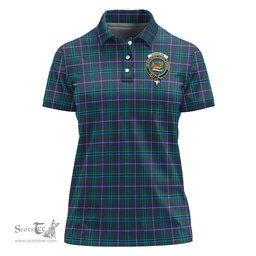 Scottish Douglas Modern Clan Tartan Polo Shirt with Family Crest For Women, Women's Scottish Polo Shirt Scottish Plaid Tartan Plaid - ScotsTee - scotstee.com