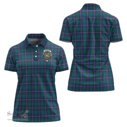 Scottish Douglas Modern Clan Tartan Polo Shirt with Family Crest For Women, Women's Scottish Polo Shirt Scottish Plaid Tartan Plaid - ScotsTee - scotstee.com