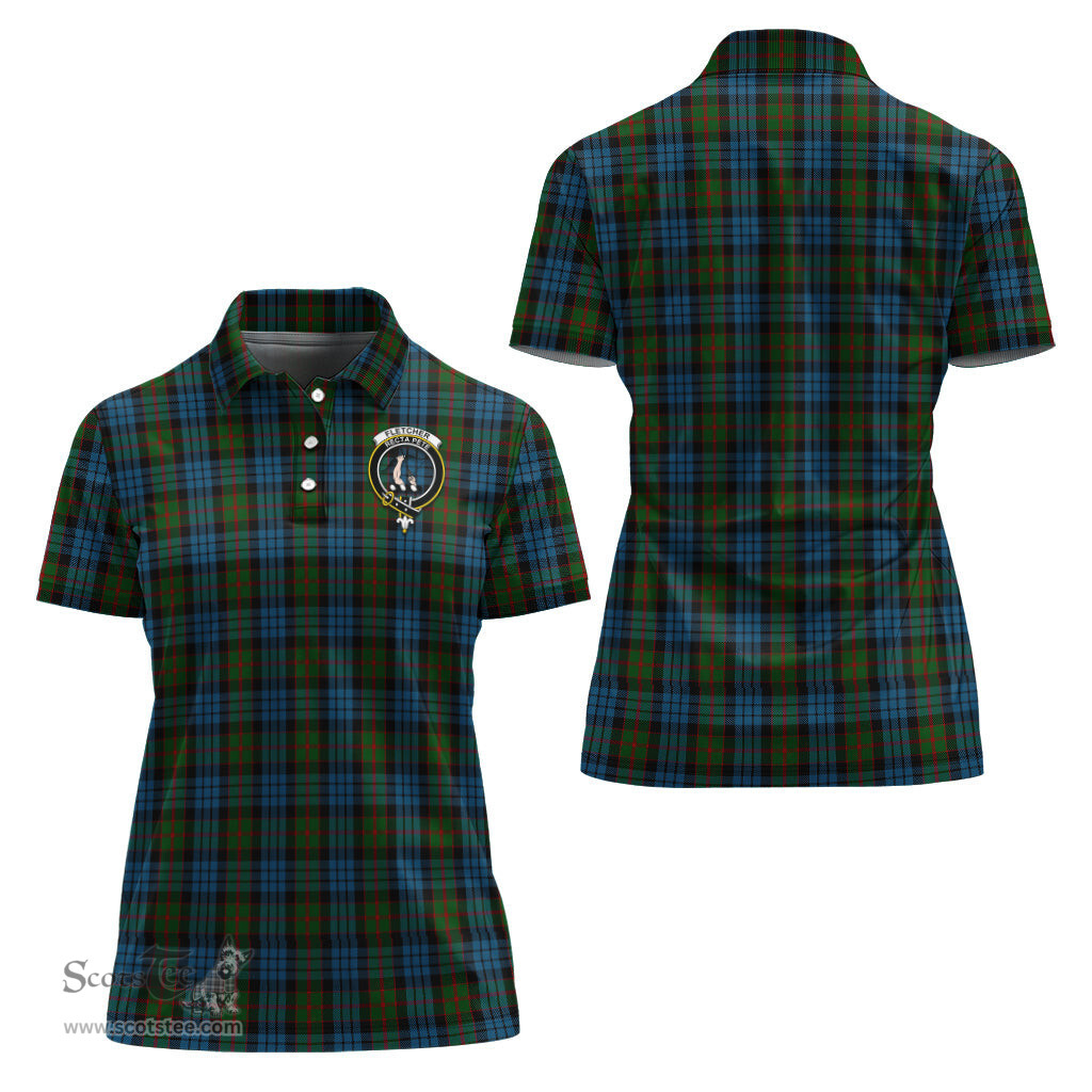 Scottish Fletcher of Dunans Clan Tartan Polo Shirt with Family Crest For Women, Women's Scottish Polo Shirt Scottish Plaid Tartan Plaid - ScotsTee - scotstee.com