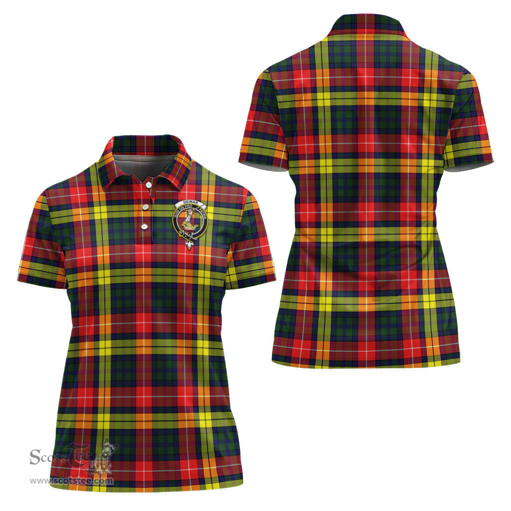 Scottish Dewar Clan Tartan Polo Shirt with Family Crest For Women, Women's Scottish Polo Shirt Scottish Plaid Tartan Plaid - ScotsTee - scotstee.com