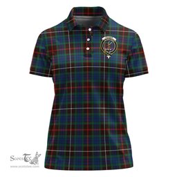 Scottish Fraser Hunting Ancient Clan Tartan Polo Shirt with Family Crest For Women, Women's Scottish Polo Shirt Scottish Plaid Tartan Plaid - ScotsTee - scotstee.com