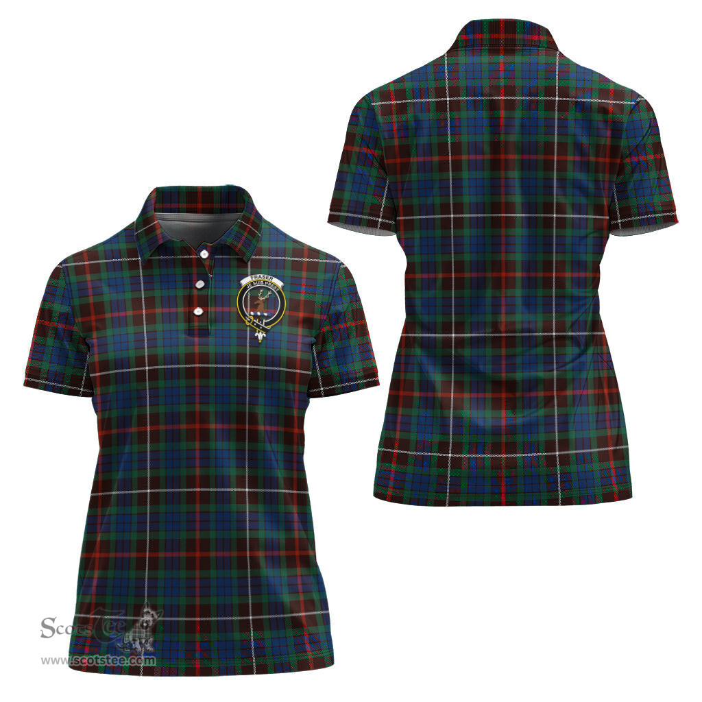 Scottish Fraser Hunting Ancient Clan Tartan Polo Shirt with Family Crest For Women, Women's Scottish Polo Shirt Scottish Plaid Tartan Plaid - ScotsTee - scotstee.com