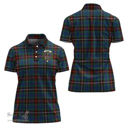 Scottish Fraser Hunting Ancient Clan Tartan Polo Shirt with Family Crest For Women, Women's Scottish Polo Shirt Scottish Plaid Tartan Plaid - ScotsTee - scotstee.com