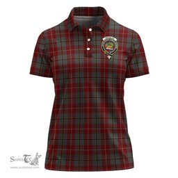 Scottish Douglas Ancient Red Clan Tartan Polo Shirt with Family Crest For Women, Women's Scottish Polo Shirt Scottish Plaid Tartan Plaid - ScotsTee - scotstee.com