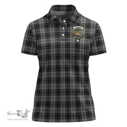 Scottish Douglas Grey Clan Tartan Polo Shirt with Family Crest For Women, Women's Scottish Polo Shirt Scottish Plaid Tartan Plaid - ScotsTee - scotstee.com