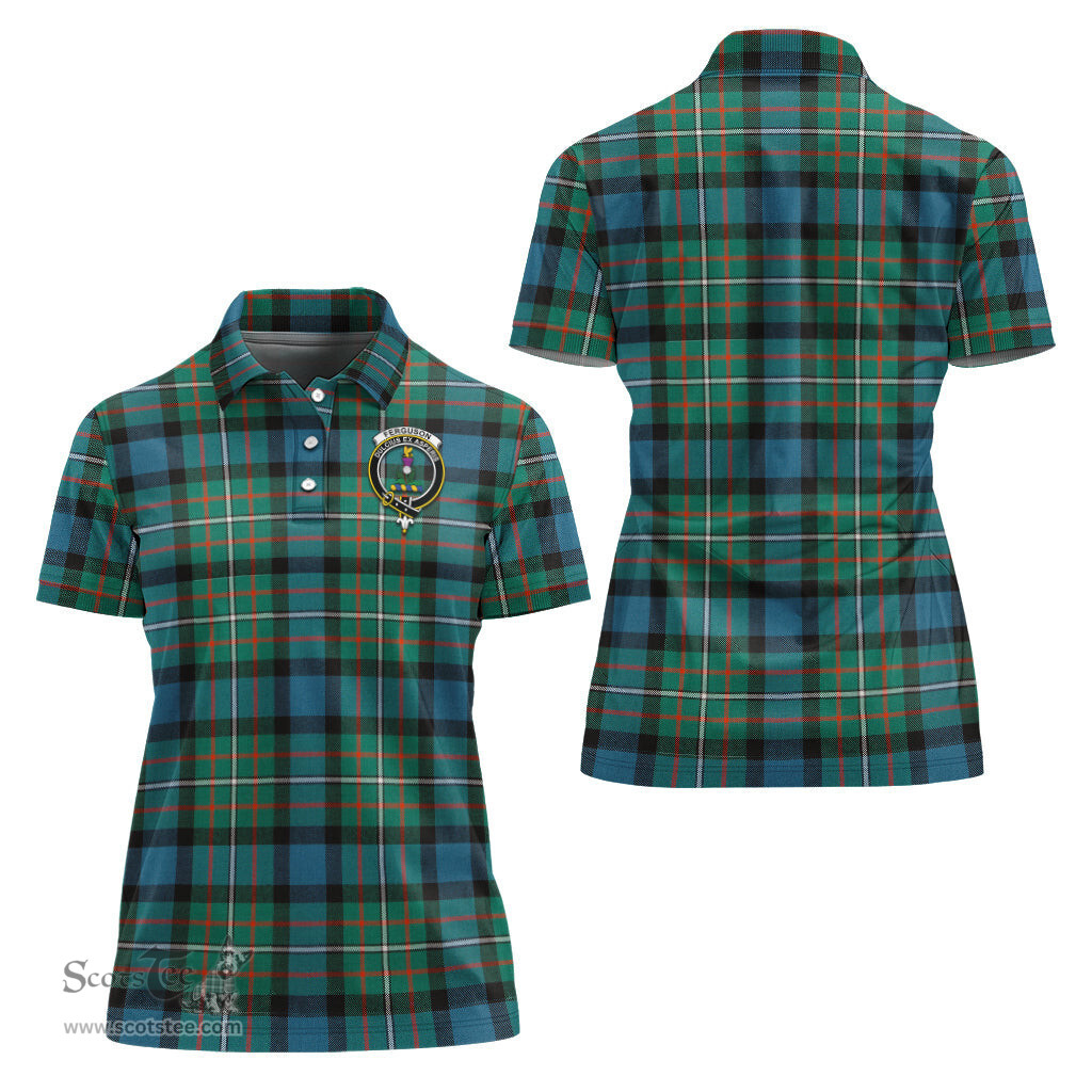 Scottish Ferguson Ancient Clan Tartan Polo Shirt with Family Crest For Women, Women's Scottish Polo Shirt Scottish Plaid Tartan Plaid - ScotsTee - scotstee.com