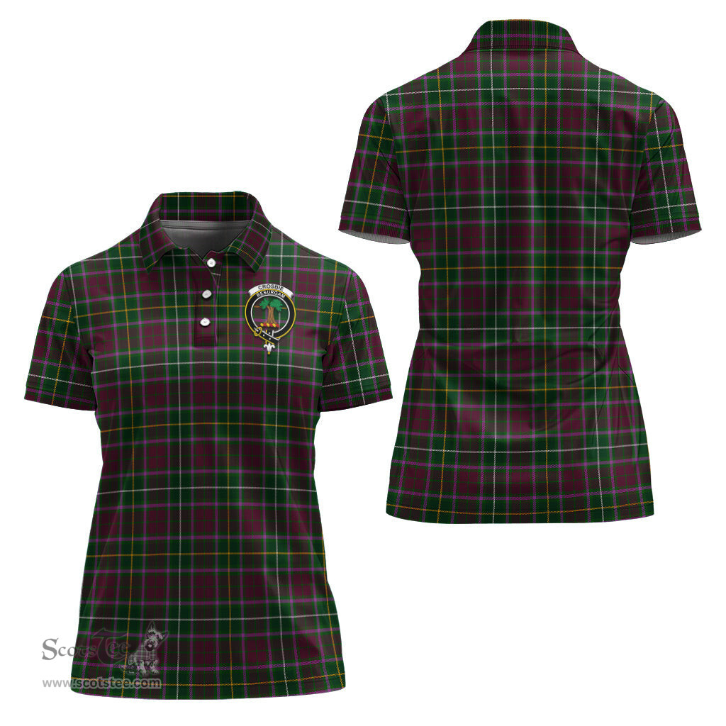Scottish Crosbie Clan Tartan Polo Shirt with Family Crest For Women, Women's Scottish Polo Shirt Scottish Plaid Tartan Plaid - ScotsTee - scotstee.com