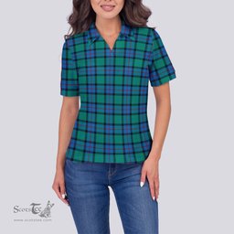 Scottish Flower Of Scotland Clan Tartan Polo Shirt For Women, Women's Scottish Polo Shirt Scottish Plaid Tartan Plaid - ScotsTee - scotstee.com