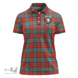 Scottish Dunbar Ancient Clan Tartan Polo Shirt with Family Crest For Women, Women's Scottish Polo Shirt Scottish Plaid Tartan Plaid - ScotsTee - scotstee.com