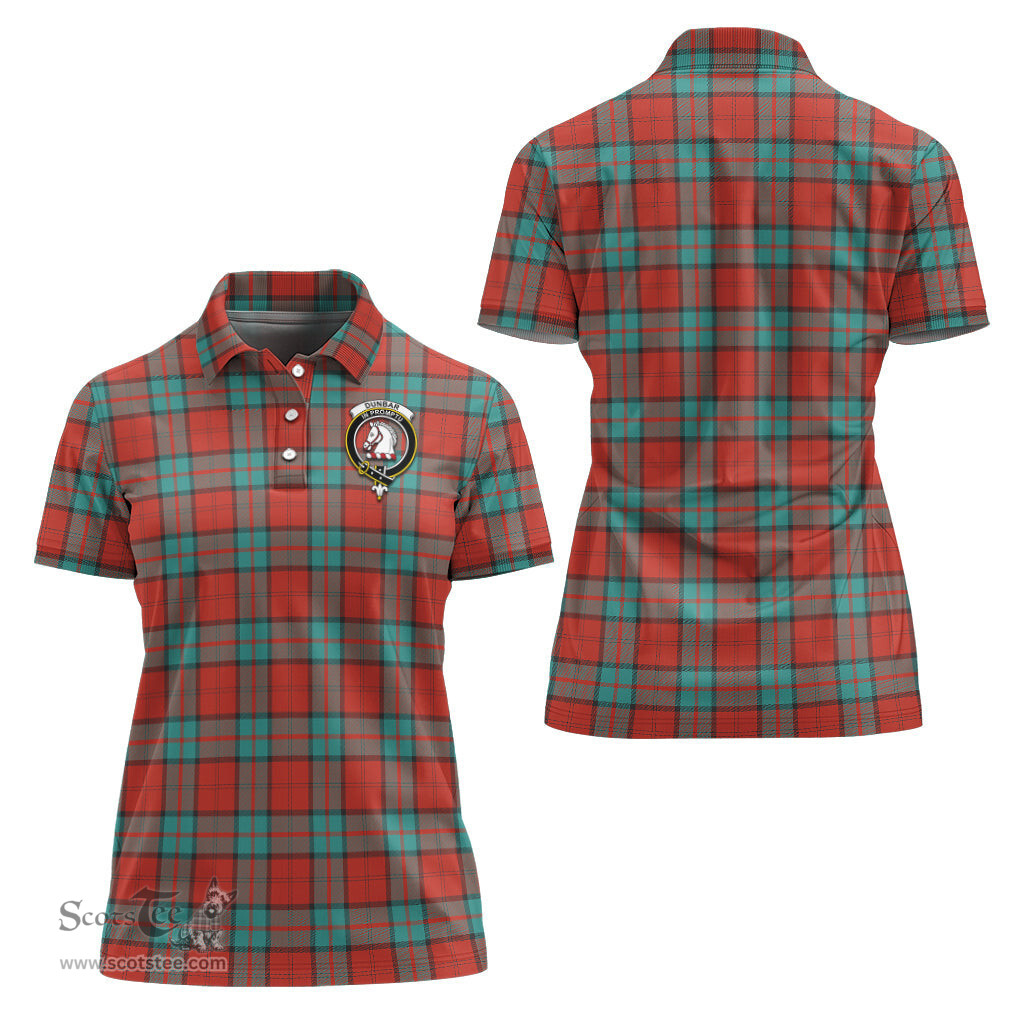 Scottish Dunbar Ancient Clan Tartan Polo Shirt with Family Crest For Women, Women's Scottish Polo Shirt Scottish Plaid Tartan Plaid - ScotsTee - scotstee.com