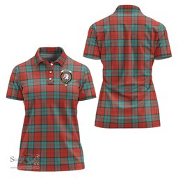 Scottish Dunbar Ancient Clan Tartan Polo Shirt with Family Crest For Women, Women's Scottish Polo Shirt Scottish Plaid Tartan Plaid - ScotsTee - scotstee.com