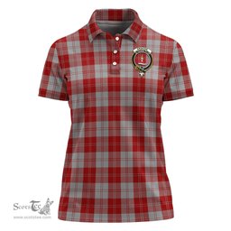 Scottish Erskine Red Clan Tartan Polo Shirt with Family Crest For Women, Women's Scottish Polo Shirt Scottish Plaid Tartan Plaid - ScotsTee - scotstee.com