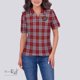 Scottish Erskine Red Clan Tartan Polo Shirt with Family Crest For Women, Women's Scottish Polo Shirt Scottish Plaid Tartan Plaid - ScotsTee - scotstee.com