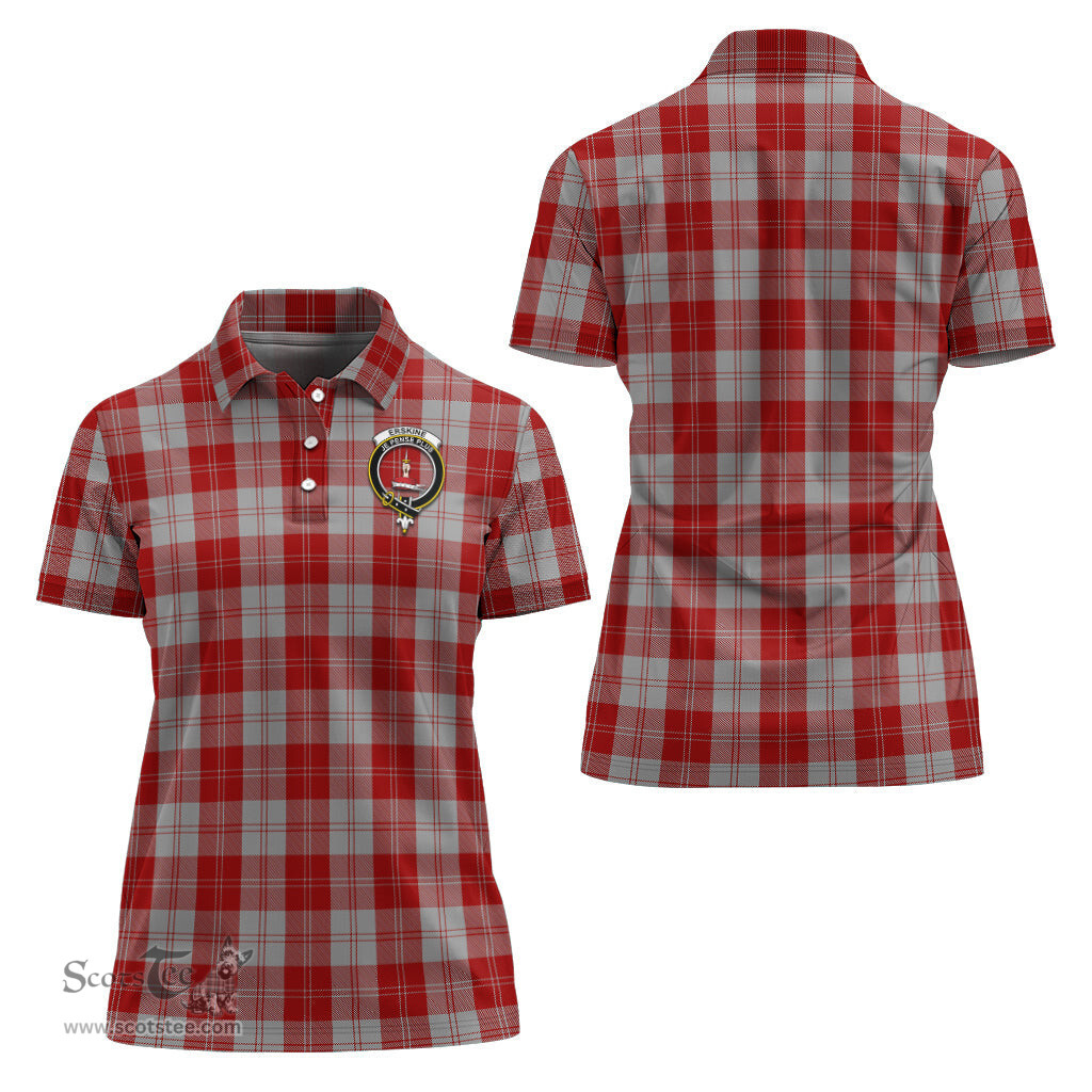 Scottish Erskine Red Clan Tartan Polo Shirt with Family Crest For Women, Women's Scottish Polo Shirt Scottish Plaid Tartan Plaid - ScotsTee - scotstee.com
