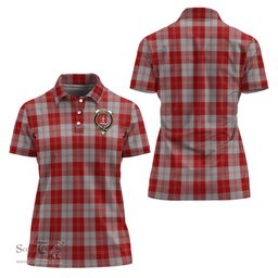 Scottish Erskine Red Clan Tartan Polo Shirt with Family Crest For Women, Women's Scottish Polo Shirt Scottish Plaid Tartan Plaid - ScotsTee - scotstee.com