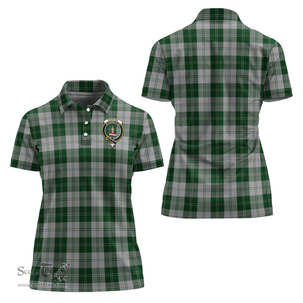 Scottish Erskine Green Clan Tartan Polo Shirt with Family Crest For Women, Women's Scottish Polo Shirt Scottish Plaid Tartan Plaid - ScotsTee - scotstee.com
