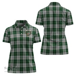 Scottish Erskine Green Clan Tartan Polo Shirt with Family Crest For Women, Women's Scottish Polo Shirt Scottish Plaid Tartan Plaid - ScotsTee - scotstee.com