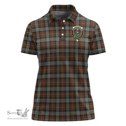 Scottish Ferguson Weathered Clan Tartan Polo Shirt with Family Crest For Women, Women's Scottish Polo Shirt Scottish Plaid Tartan Plaid - ScotsTee - scotstee.com