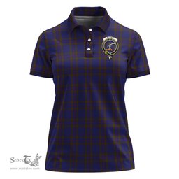 Scottish Elliot Clan Tartan Polo Shirt with Family Crest For Women, Women's Scottish Polo Shirt Scottish Plaid Tartan Plaid - ScotsTee - scotstee.com
