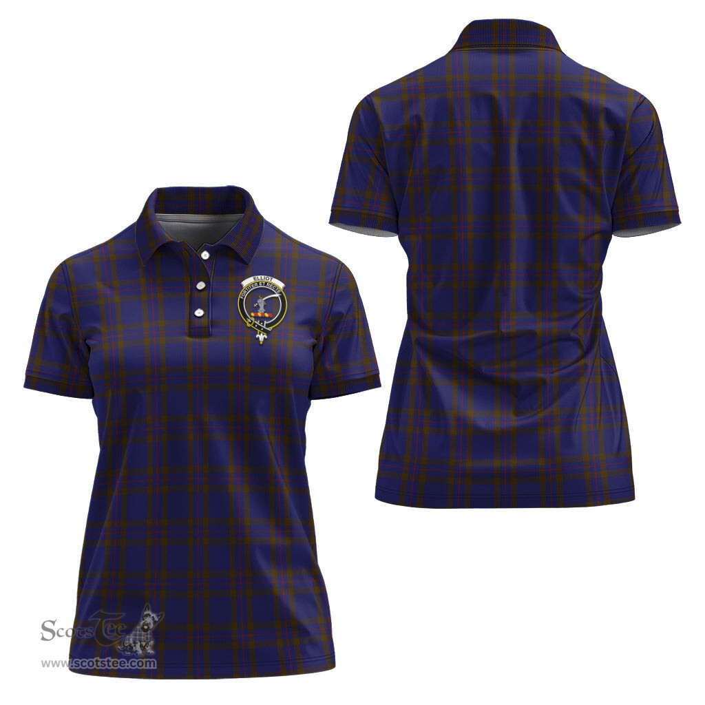Scottish Elliot Clan Tartan Polo Shirt with Family Crest For Women, Women's Scottish Polo Shirt Scottish Plaid Tartan Plaid - ScotsTee - scotstee.com